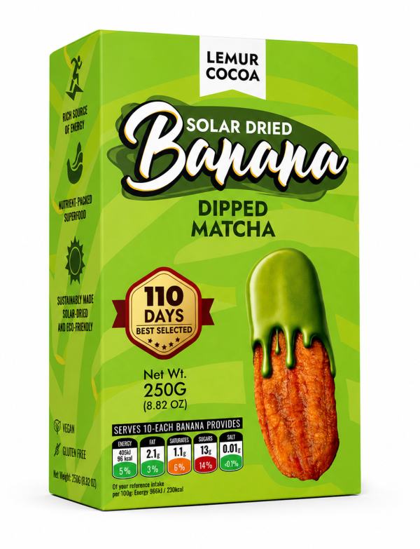 Lemur Cocoa Solar-Dried Banana Dipped Matcha Green Tea Snack 250g